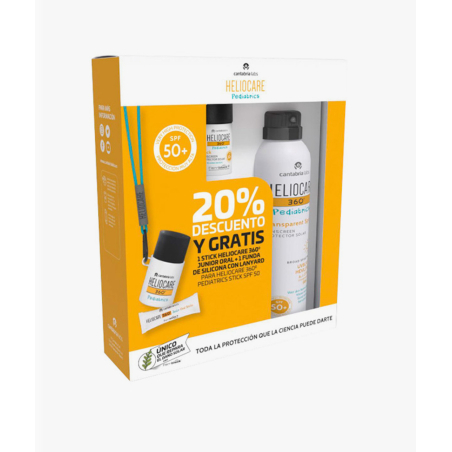 COFFRET HELIOCARE 360º PEDIATRICS CLEAR SPRAY AND STICK SPF50+ + 20% DE RÉDUCTION