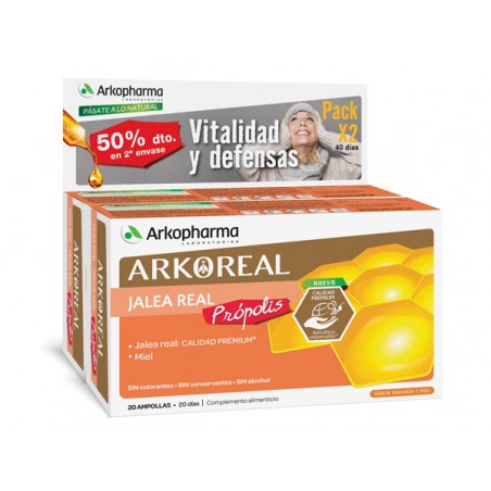 ARKOREAL PACK JALEA REAL PRÓPOLIS 20 AMPOLLAS X2