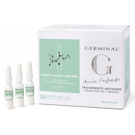 Germinal Action en profondeur Antiaging Peau grasse et mixte 30 Ampoules