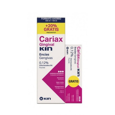 Cariax Gingival Coffret Rincer 500 ml + 100 ml + Cadeau de Pâtes 75 ml