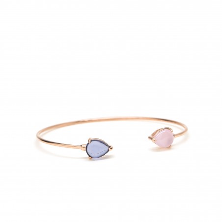 BRACCIALE CON DUE PIETRE PREZIOSE BLU E ROSA