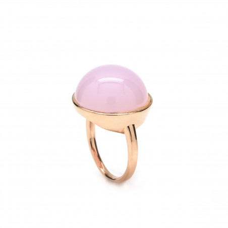 ANELLO CON GEMMA ROTONDA ROSA