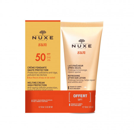 PACK CRÈME FONDANTE SOLAIRE SPF50 50 ML+ LAIT APRÈS SOLEIL 50 ML GRATUIT