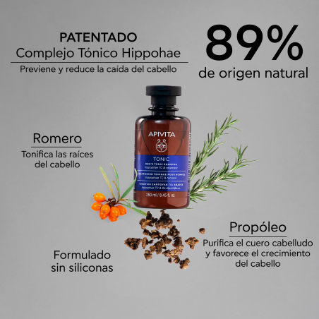 CHAMPÔ DE TONIFICAÇÃO MASCULINA PARA QUEDA DE CABELO COM ESPINHEIRO DO MAR E ALECRIM 250ML